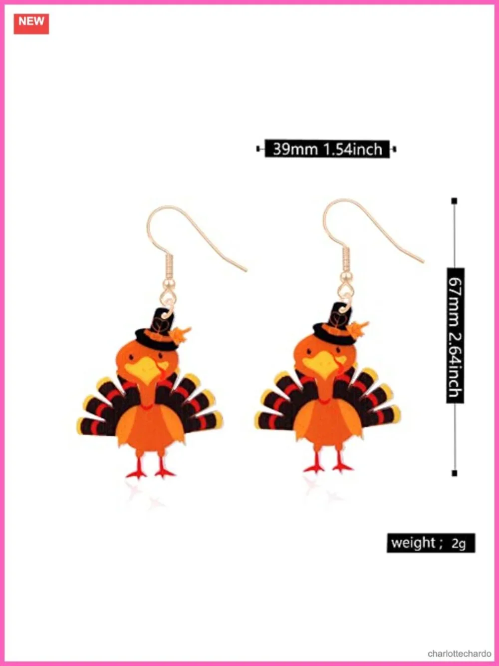 Acrylic Maple Leaf Dangle Earrings French Wire Fall Thanksgiving